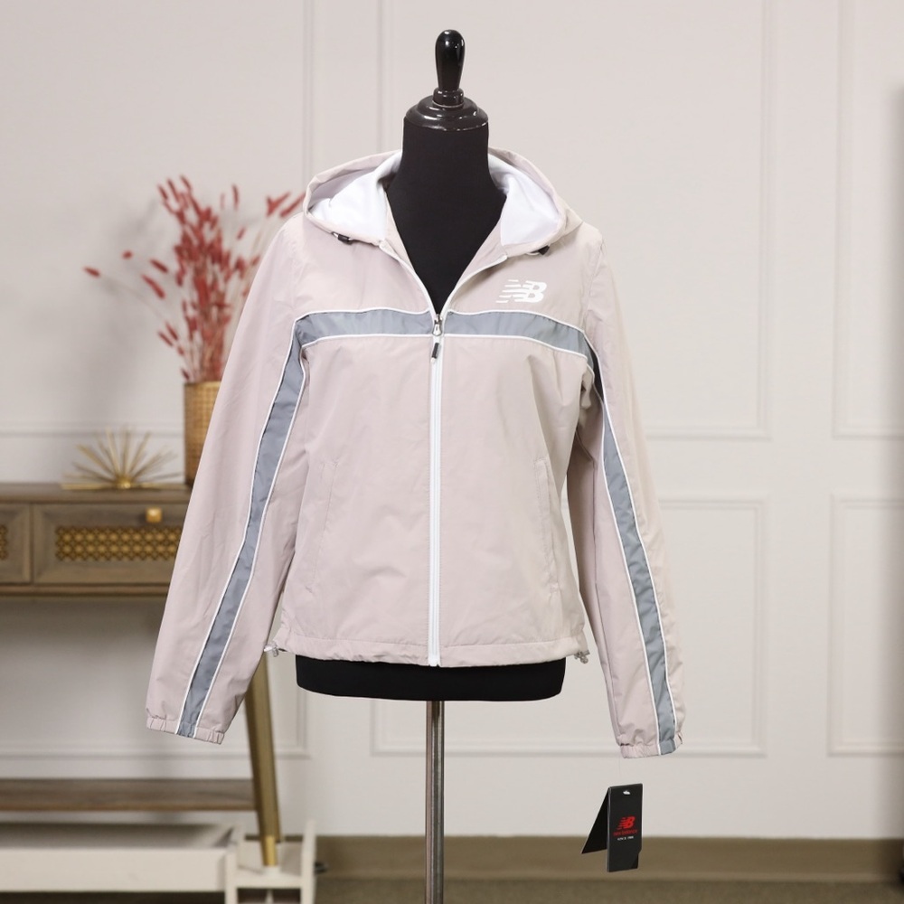 New Balance Women's Light Beige and Gray Hooded Jacket NWT